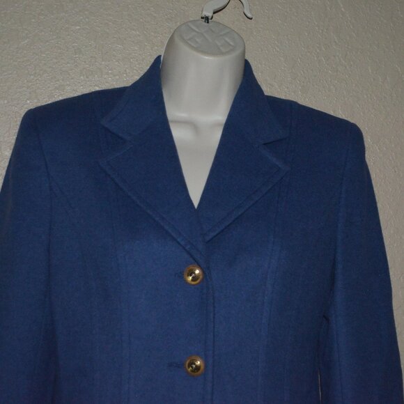Sz 4 W WATHNE Blue Wool Blend Lined Blazer - Picture 2 of 7